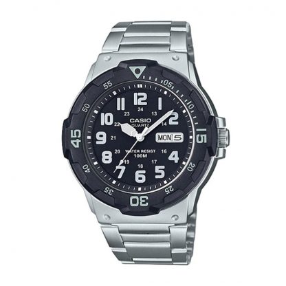 Casio Standard นาฬิกาข้อมือผู้ชาย สายสแตนเลส รุ่น MRW-200,MRW-200HD,MRW-200HD-1B,MRW-200HD-1BVDF - สีเงิน