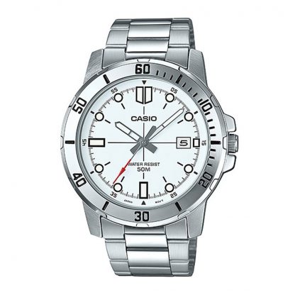 Casio Standard นาฬิกาข้อมือผู้ชาย สายสแตนเลส รุ่น MTP-VD01D,MTP-VD01D-7E - สีเงิน
