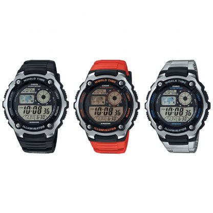 Casio Standard นาฬิกาข้อมือผู้ชาย สายเรซิ่น รุ่น AE-2100,AE-2100W (AE-2100W-1A,AE-2100W-4A,AE-2100WD-1A)