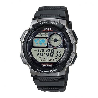 Casio Standard นาฬิกาข้อมือผู้ชาย สายเรซิน รุ่น AE-1000,AE-1000W,AE-1000W-1B - สีเทา/ดำ