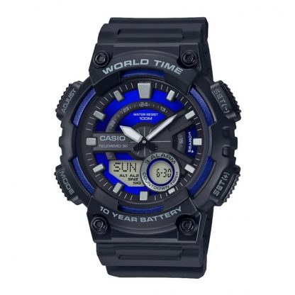 Casio Standard นาฬิกาข้อมือผู้ชาย สายเรซิ่น รุ่น AEQ-110,AEQ-110W,AEQ-110W-2A2 - สีดำ