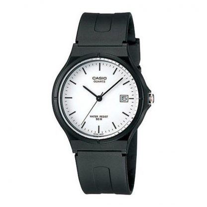 Casio Standard นาฬิกาข้อมือผู้ชาย สายเรซิ่น รุ่น MW-59,MW-59-7E - สีดำ - ขาว