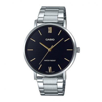 Casio Standard นาฬิกาข้อมือผู้ชาย สายสแตนเลส รุ่น MTP-VT01D,MTP-VT01D-1B,MTP-VT01D-1BUDF - สีดำ
