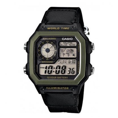 Casio Standard นาฬิกาข้อมือผู้ชาย สายผ้าไนล่อน รุ่น  AE-1200,AE-1200WHB,AE-1200WHB-1B - สีดำ