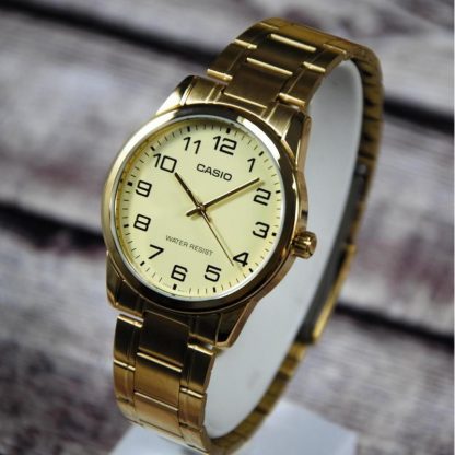 นาฬิกา Casio รุ่น MTP-V001G-9B นาฬิกาผู้ชายสายแสตนเลสสีทอง หน้าปัดทอง - มั่นใจ ของแท้ 100% รับประกันศูนย์ CMG 1 ปีเต็ม