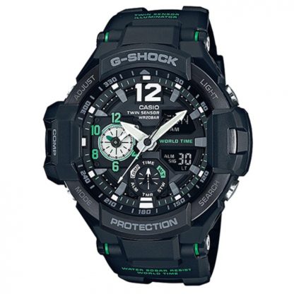 Casio G-Shock นาฬิกาข้อมือผู้ชาย สายเรซิ่น รุ่น GA-1100-1A3 - สีดำ/เขียว
