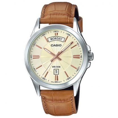 Casio Standard นาฬิกาข้อมือผู้ชาย สายหนัง รุ่น MTP-1381L,MTP-1381L-9A - สีน้ำตาล