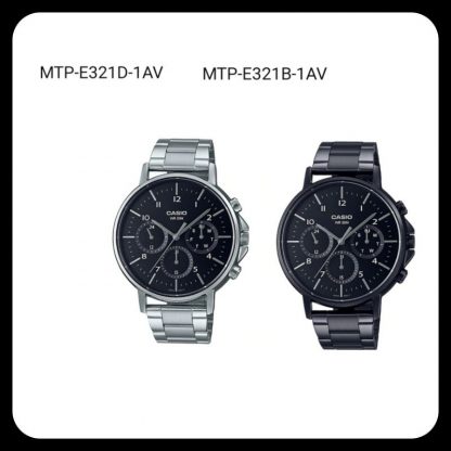 Casio แท้ % นาฬิกาผู้ชายสายสแตนเลส  รุ่น MTP-E321D-1AVDF, MTP-E321B-1AVDF