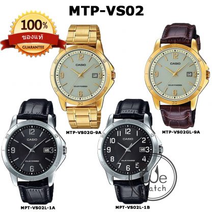 Casio ของแท้ รุ่น MTP-VS02G MTP-VS02GL MTP-VS02L SOLAR-POWERED นาฬิกาผู้ชาย พลังงานแสงอาทิตย์ กล่องและประกัน 1 ปี MTPVS