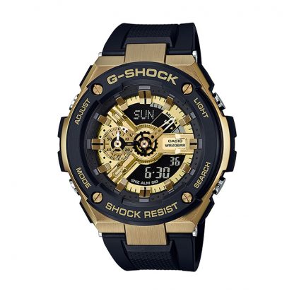 Casio G-Shock นาฬิกาข้อมือผู้ชาย สายเรซิ่น รุ่น GST-400G,GST-400G-1A9 - สีดำ/ทอง